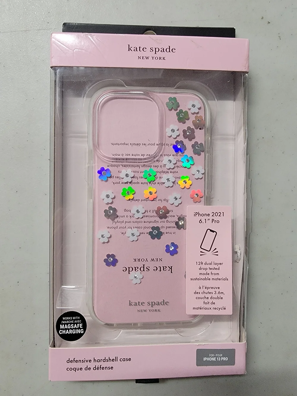 kate spade Clear floral sequin iPhone 13 Pro Case